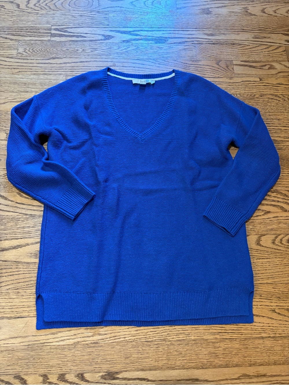 Boden Sweater Wool Blend V-Neck Blue